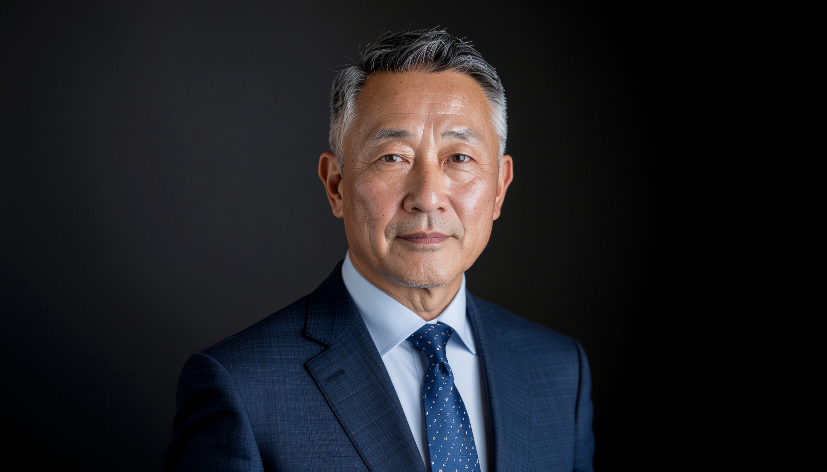 Professional Portrait of Mature Man in Dark Blue Suit